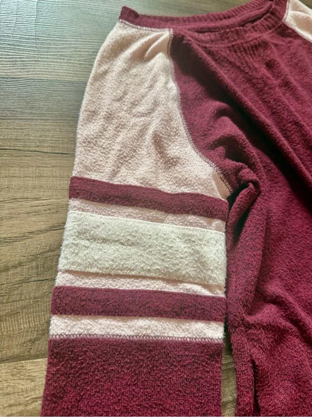 Old Navy Maroon and Cream Raglan Sweater Dress